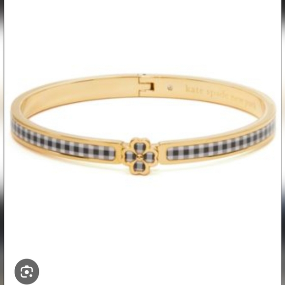 Kate Spade New York Gold-Tone Spade Flower Thin Printed Bangle Bracelet - Picture 3 of 3